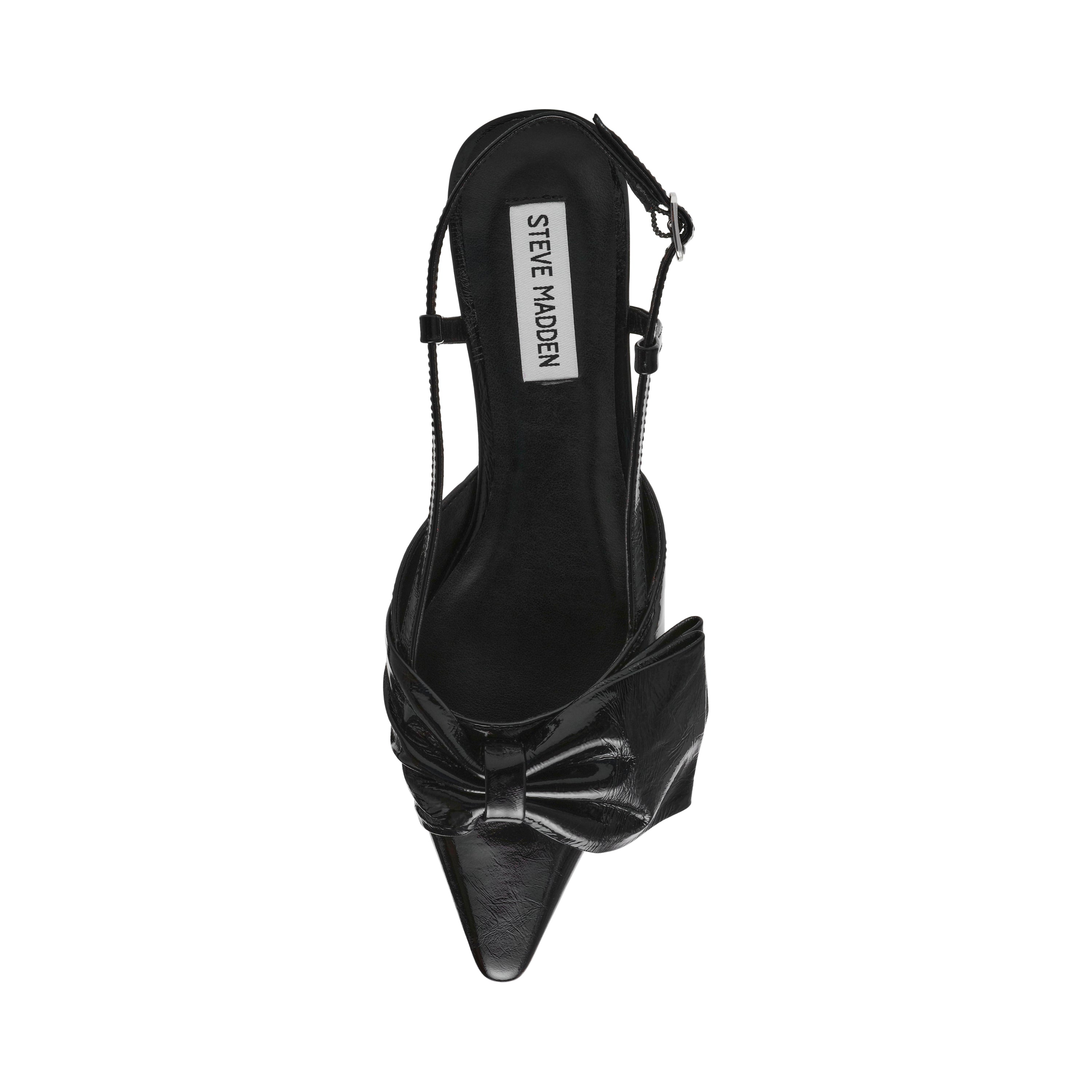 ★STEVE MADDEN★Dazzled リボン ストラップ フラットシューズ Dazzled Flat Shoe BLACK LEATHER – Steve Madden Europe
