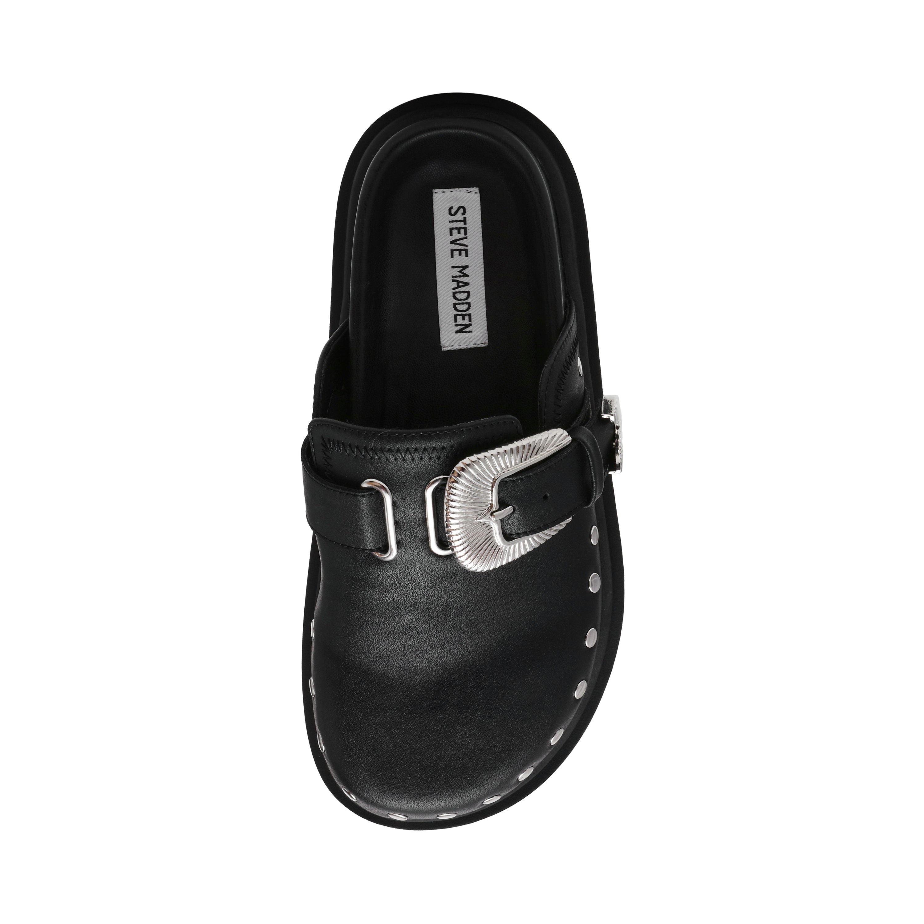 ★STEVE MADDEN★Offbeat プラットフォーム バックル スリッポン Offbeat Slide BLK ACTION LEATHER – Steve Madden Europe