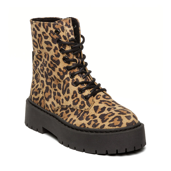 Leopard fashion combat boots