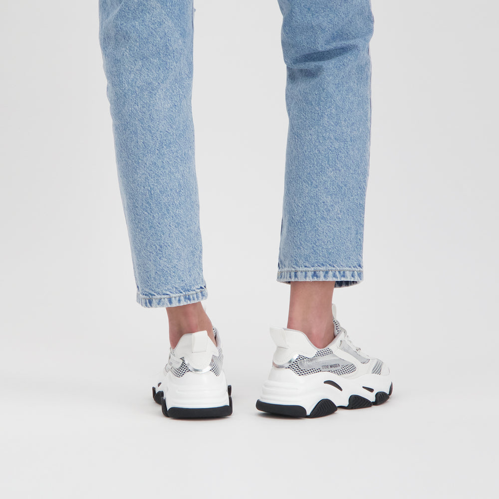Steve Madden Possession Sneaker SILVER/WHITE Sneakers All Products