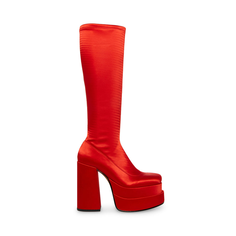 Steve Madden Cypress Boot RED SATIN Boots All Products