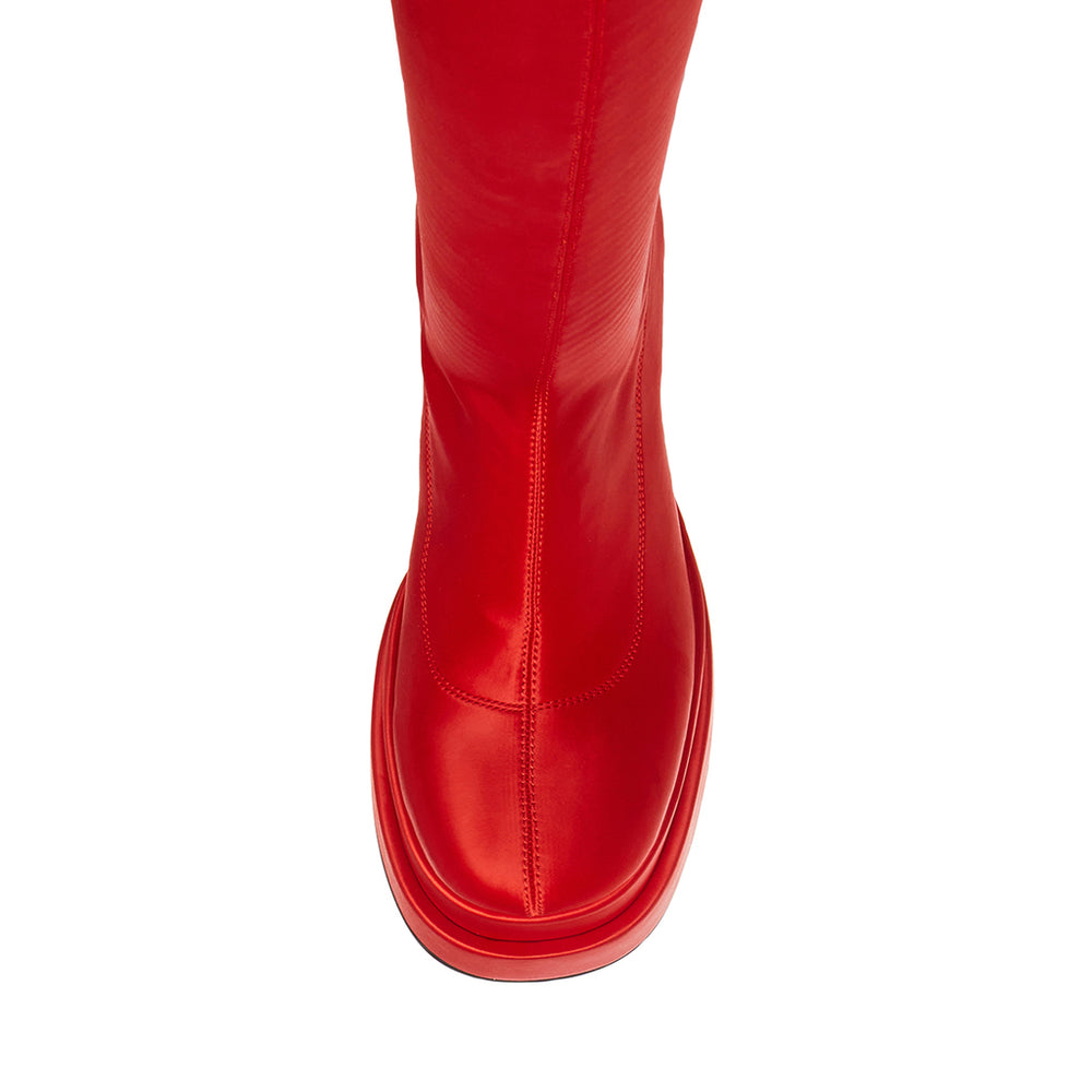 Steve Madden Cypress Boot RED SATIN Boots All Products