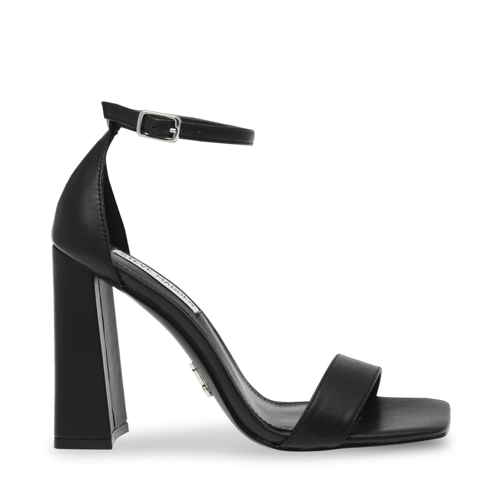 Steve Madden Airy Sandal BLACK LEATHER Sandals Women's  | Heeled Sandals